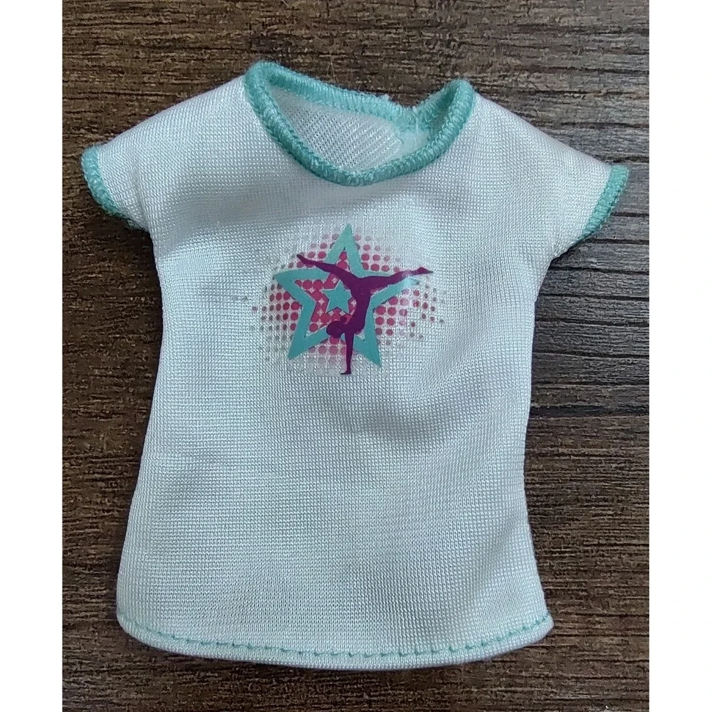 Barbie Flippin Fun Gymnast Shirt I Can Be 2016 T-Shirt Top White Aqua Mattel Z32